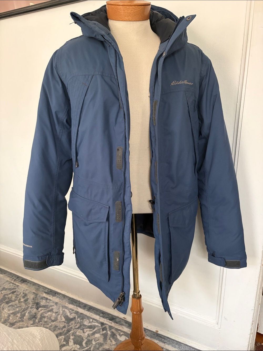 Eddie Bauer Men's Navy Blue Insulated Ski Parka with Hood